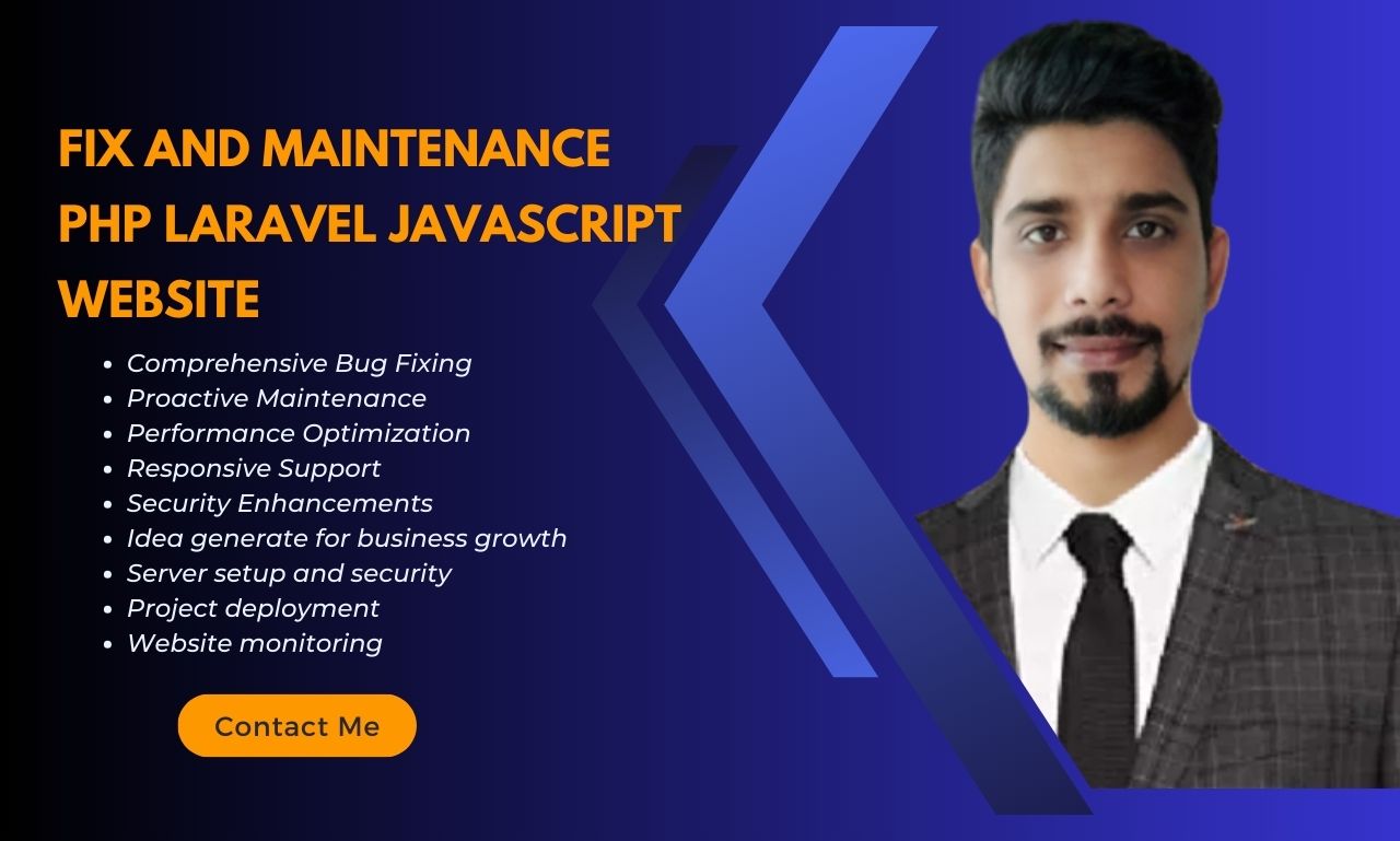 fix and maintenance php laravel javascript website